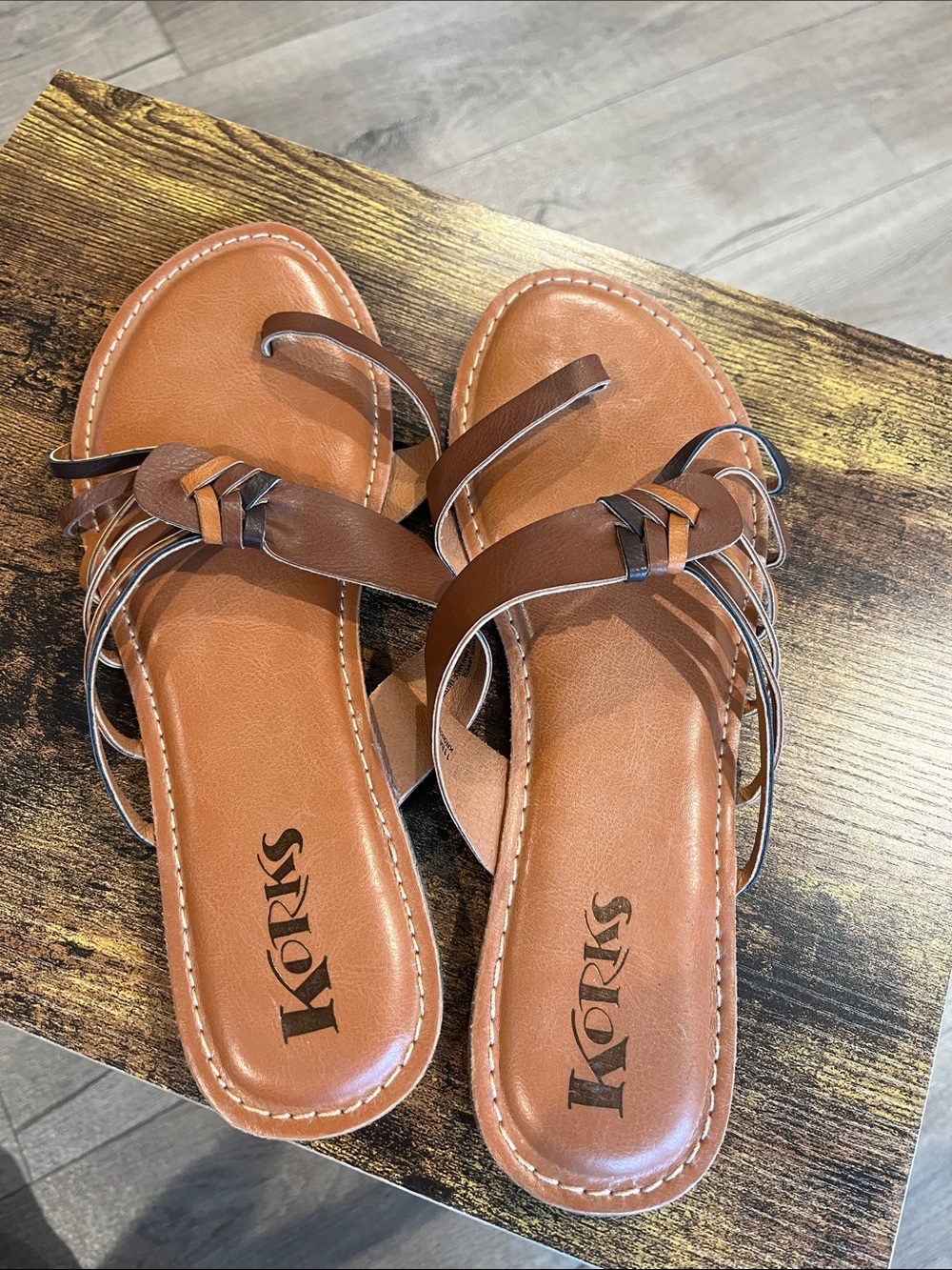 Kork-Ease Brown Leather Strappy Women's Sandals